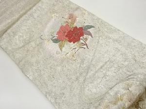 引箔金彩草花に曲線模様刺繍名古屋帯